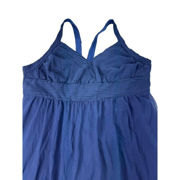 Roiii Women's Sz XL Elegant Navy Blue Chiffon Maxi Dress Cross-Back Straps - Picture 3 of 15